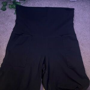 Black Fold Over Flare Leggings
